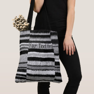 Tote Bag rayures noires et blanches tricotées chics