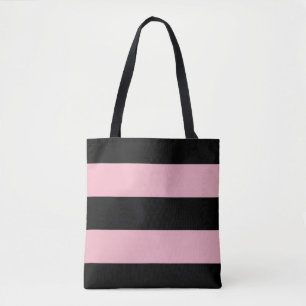 Tote Bag Rayures noires et roses