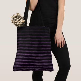 Tote Bag Rayures ombrées grunge noir et violet
