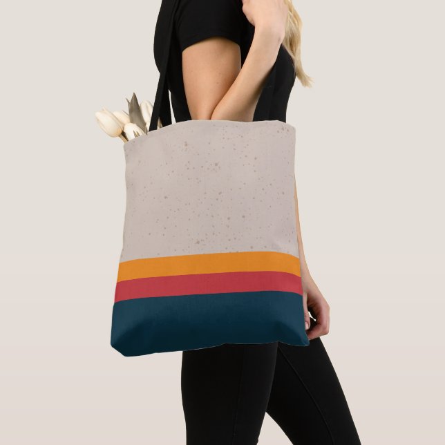 Tote Bag Rayures rétro Coucher de soleil & Ardoise (De près)