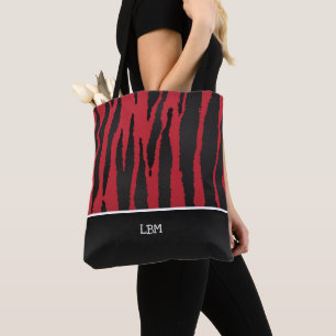 Tote Bag Rayures rouge foncé de zèbre de monogramme