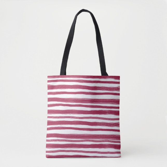 Tote Bag Rayures rouges Bordeaux  (Devant)