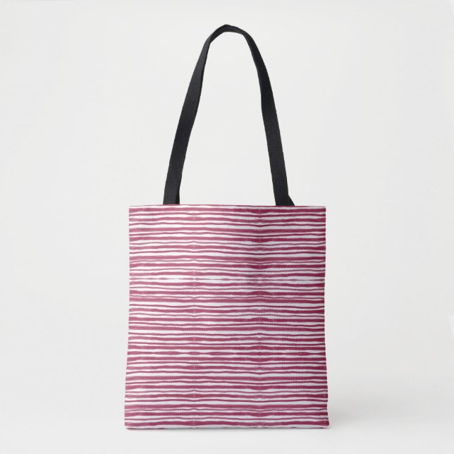 Tote Bag Rayures rouges Bordeaux  (Devant)