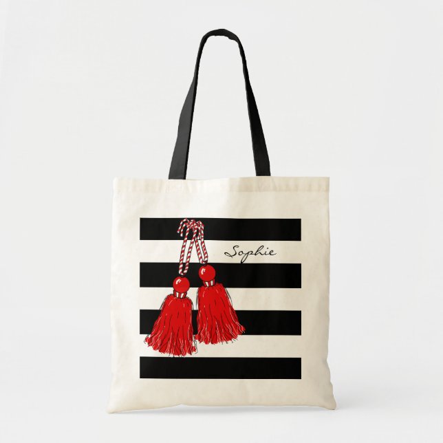 TOTE BAG RAYURES ROUGES CHICS DE TOTE_CHRISTMAS (Devant)