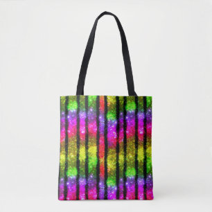 Tote Bag Rayures scintillantes néon arc-en-ciel