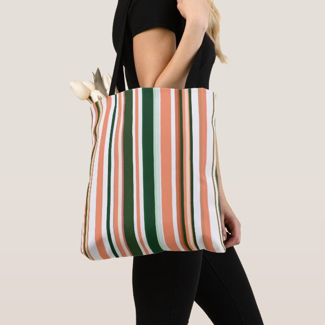 Tote Bag Rayures Tons Terre Neutres Modernes Tendance (De près)