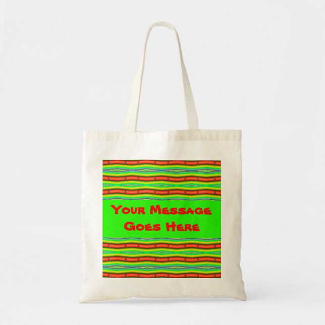 Tote Bag rayures vert orange (Devant)