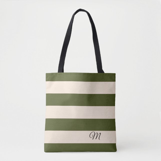 Tote Bag Rayures vertes de l'armée (Devant)