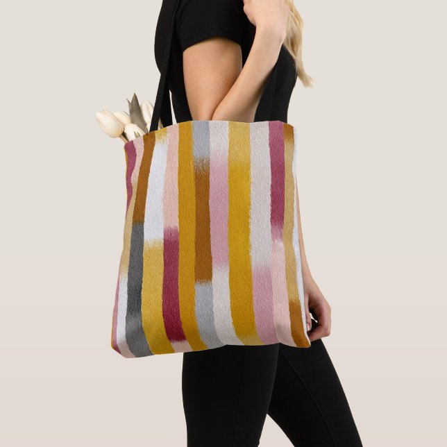 Tote Bag Rayures verticales aquarelle sans couture (De près)