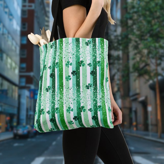 Tote Bag Rayures verticales blanches vertes classiques avec (Créateur téléchargé)