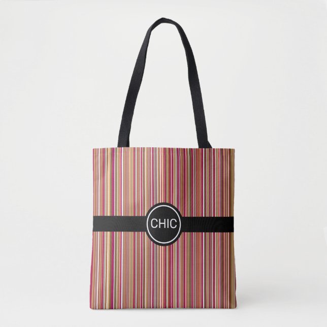 Tote Bag Rayures verticales modernes dans des tons marron e (Devant)