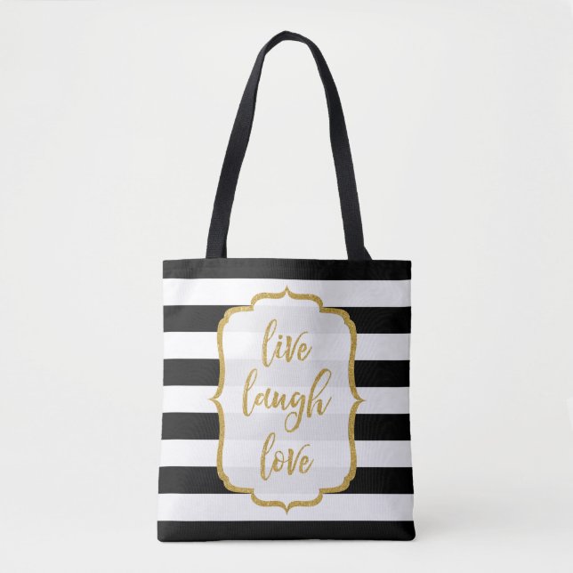 Tote Bag Rayures vivantes de BW de parties scintillantes (Devant)