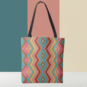 Tote Bag Rayures Zig Zag Multi-Colorées Abstraites