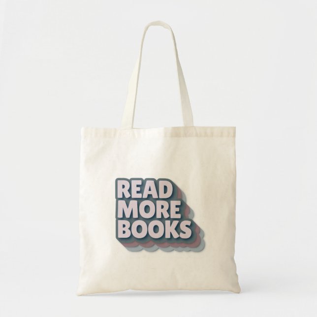 Tote Bag Read More Books Retro Typography Sticker (Devant)