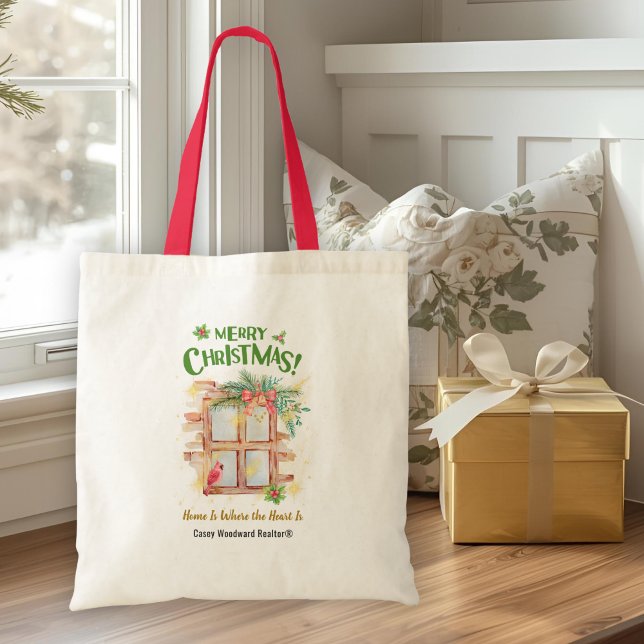 Tote Bag Realtor Christmas Accueil Où le coeur est marqué (Créateur téléchargé)