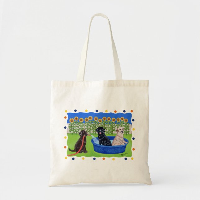 Tote Bag Réception au bord de la piscine drôle Labradors (Devant)