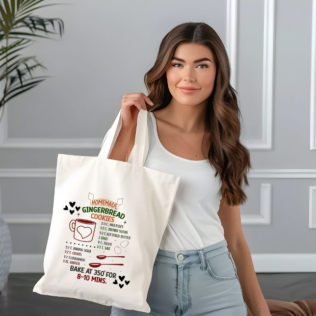 Tote Bag Recette de biscuits au gingembre faits maison, cad (Créateur téléchargé)