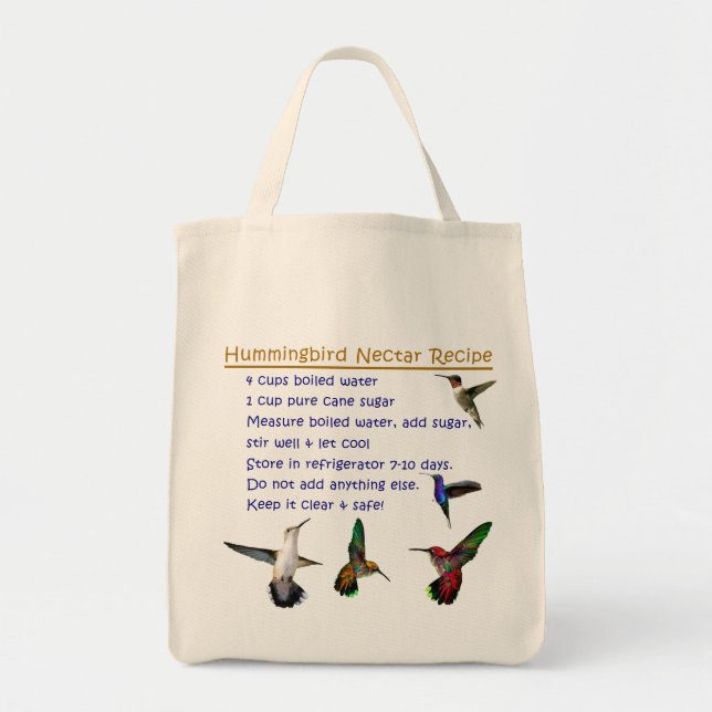 Tote Bag Recette de nectar de colibri (Devant)