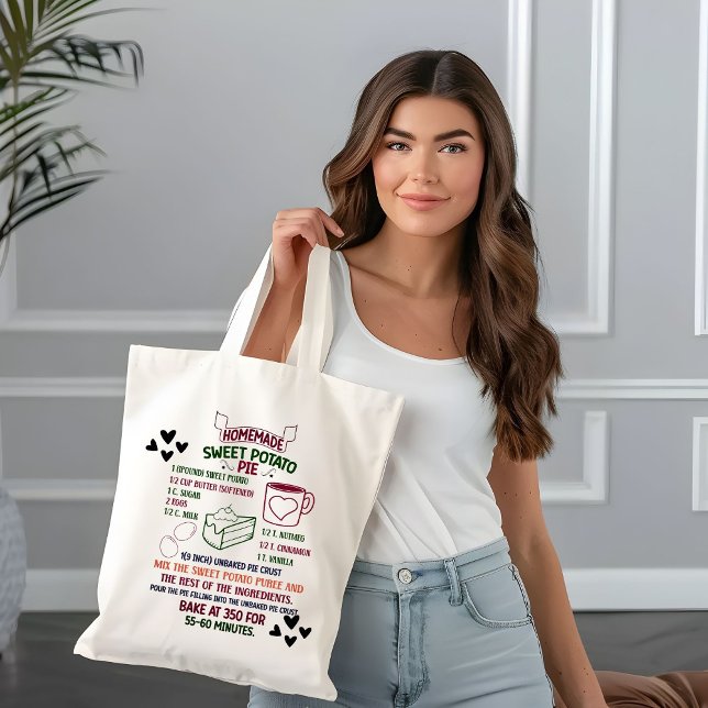 Tote Bag Recette de tarte aux patates douces faite maison C (Créateur téléchargé)