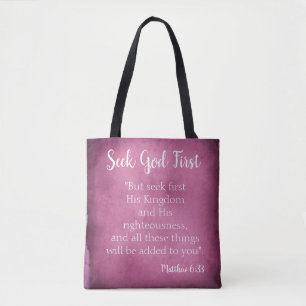 Tote Bag Rechercher Dieu Premier Parchemin Pourpre