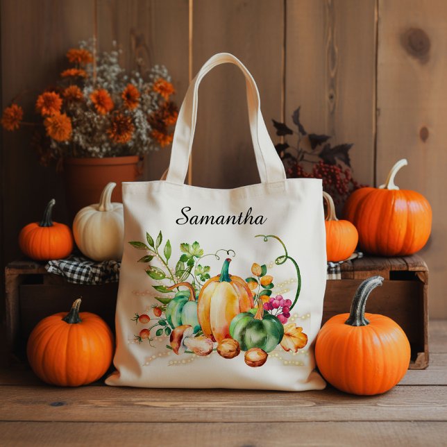 Tote Bag Récolte d'automne avec nom (Créateur téléchargé)