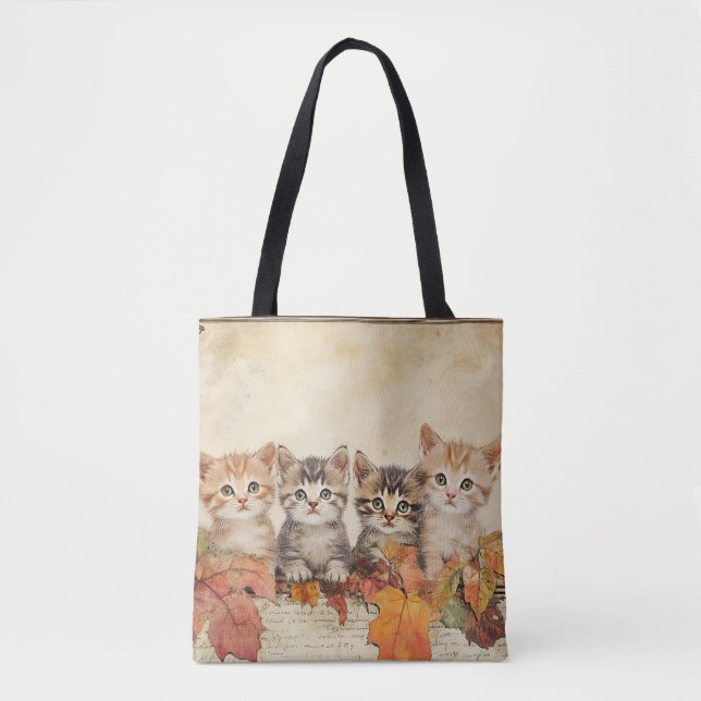 Tote Bag Récolte d'automne de chats d'automne (Devant)
