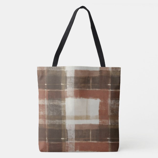 Tote Bag Rectangles Abstraits Crème Brun Rouge Chaud (Devant)