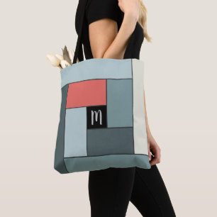 Tote Bag Rectangles Motif (ver6) avec un monogramme personn