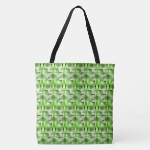 Tote Bag rectangles verts, formes, taches gris et blanc.