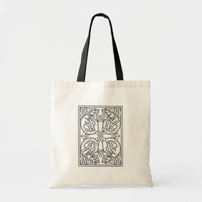 Tote Bag Rectangular celtic pattern black and white (Devant)