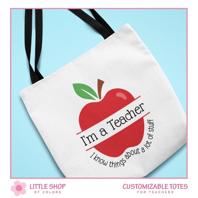 Tote Bag Red Apple Je suis un enseignant Je connais les cho (Créateur téléchargé)
