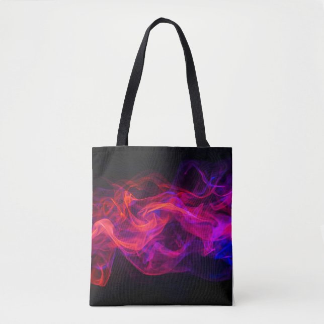 Tote Bag Red + Blue Flames on a Roomy Black (Devant)
