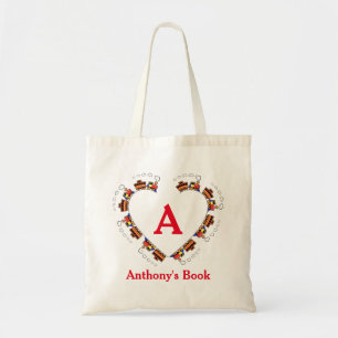 Tote Bag Red Blue train enfants bibliothèque