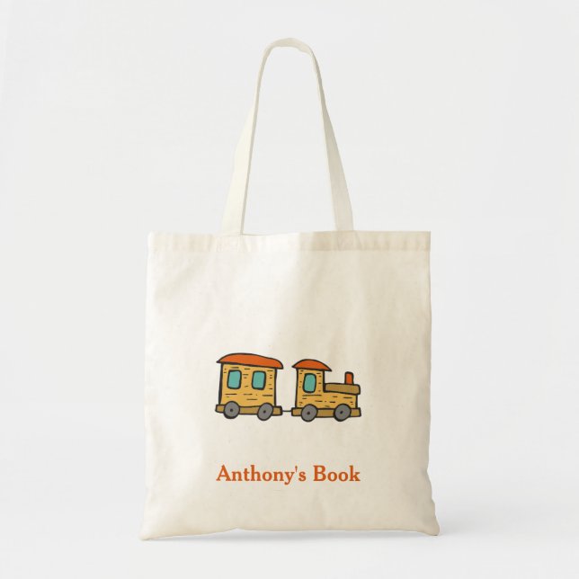 Tote Bag Red Blue train enfants bibliothèque (Devant)