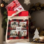 Tote Bag Red Buffalo Plaid & Collage Photo Avec Initiale<br><div class="desc">Red Buffalo Plaid & Collage Photo Avec Initiale</div>