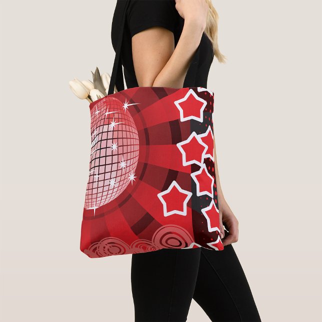 Tote Bag Red Disco Party Thème avec étoiles et Parties scin (Créateur téléchargé)