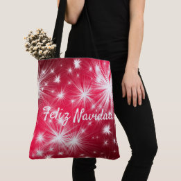 Tote Bag Red Feliz Navidad Fourre-tout fête Noël