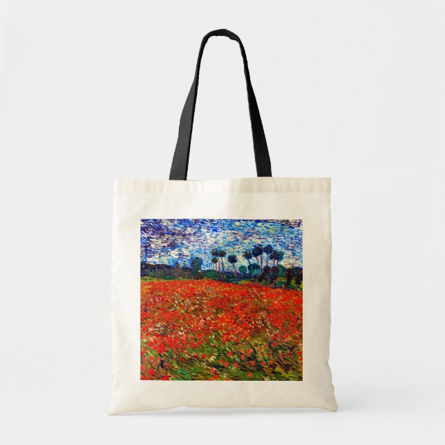 Tote Bag Red Flower Field, Van Gogh (Devant)