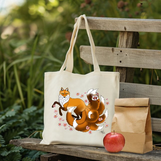 Tote Bag Red Fox Tails Kitsune Kasai (Créateur téléchargé)