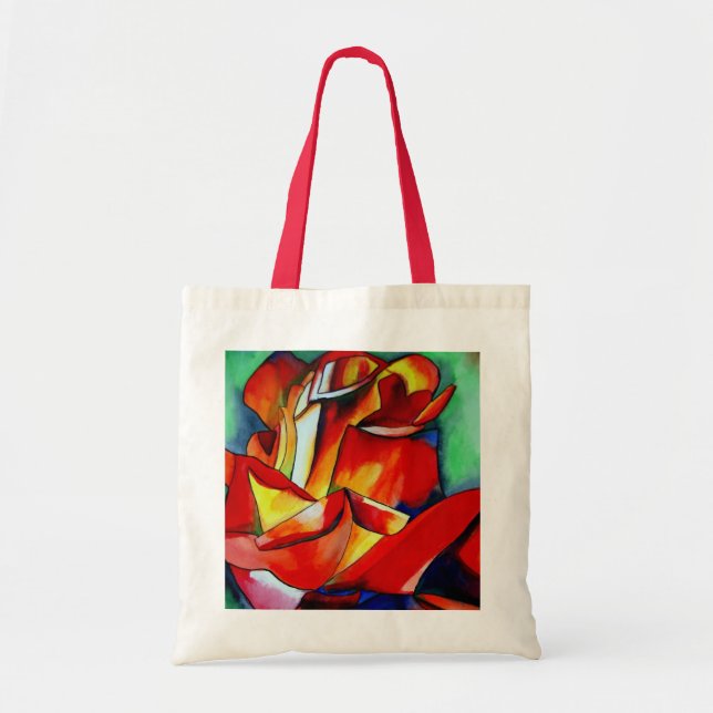 Tote Bag Red France Libre rose aquarelle art (Devant)