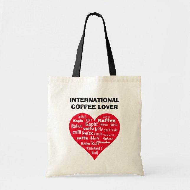 Tote Bag Red Heart INTERNATIONAL COFFEE LOVER (Devant)