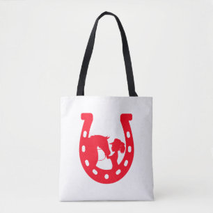 Tote Bag Red Horseshoe Girl and Horse