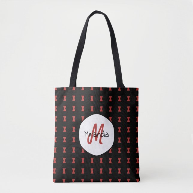 Tote Bag Red Hourglass Black Widow Motif Nom monographique (Devant)