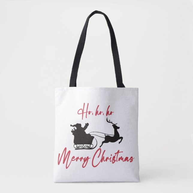 Tote Bag Red Joyer Noël Père Noël Sleigh et Reindeer (Devant)