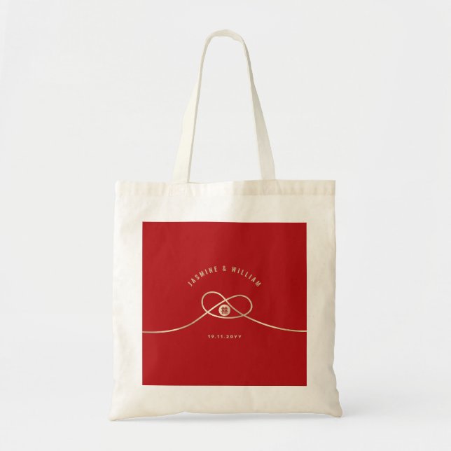 Tote Bag Red Knot Union Double Bonheur Mariage chinois (Devant)