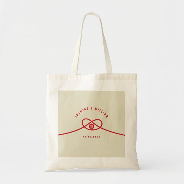 Tote Bag Red Knot Union Double Bonheur Mariage chinois à (Devant)