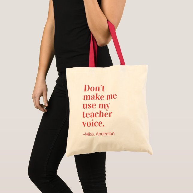 Tote Bag Red Ne me forcez pas à utiliser ma voix d'enseigna (Devant (produit))