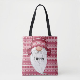 Tote Bag Red Nordic Gnome Personnalisé
