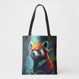 Tote Bag Red Panda Animal Portrait Peinture Forêt faunique