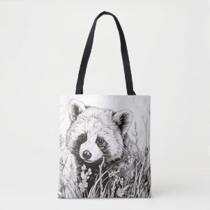 Tote Bag Red Panda Nature paisible Prairie Dessin croisé